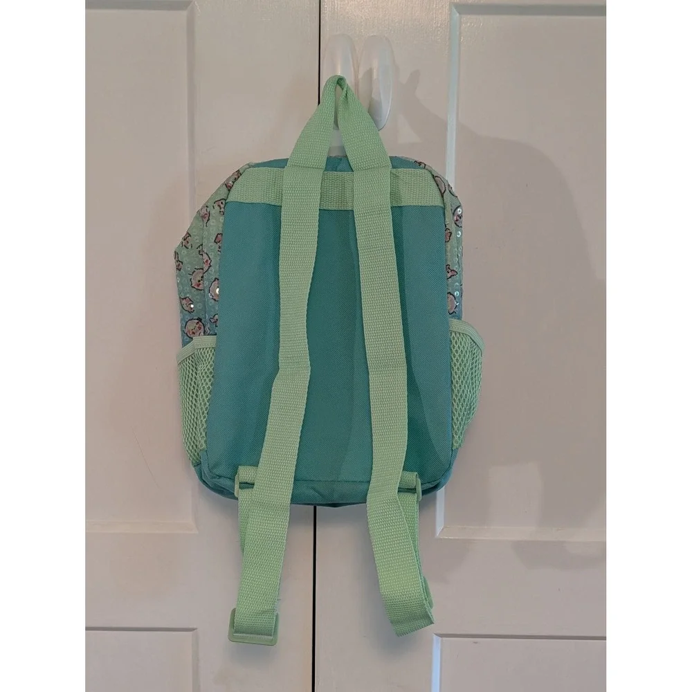 Star Wars Grogu Baby Yoda Mini Backpack Sequin Glitter Aqua Mandalorian Kids Bag